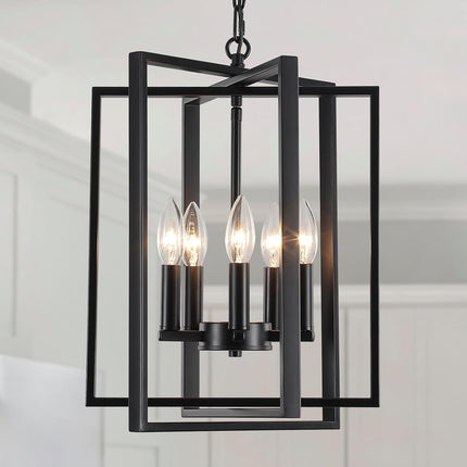 Webfkh black modern farmhouse 5-light chandelier