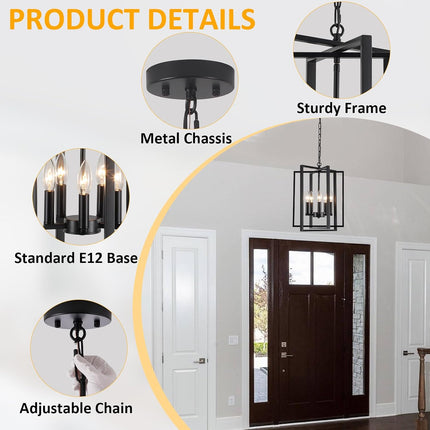 Webfkh black modern farmhouse 5-light chandelier details