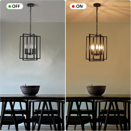 Webfkh black modern farmhouse 5-light chandelier over a dining table