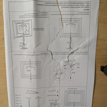 Actual unit: instruction sheet with a tear