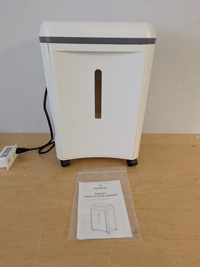 Actual unit: WOLVERINE SD9101 micro cut paper shredder