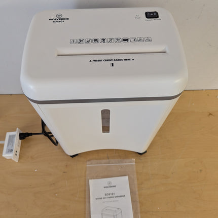 Actual unit: WOLVERINE SD9101 micro cut paper shredder
