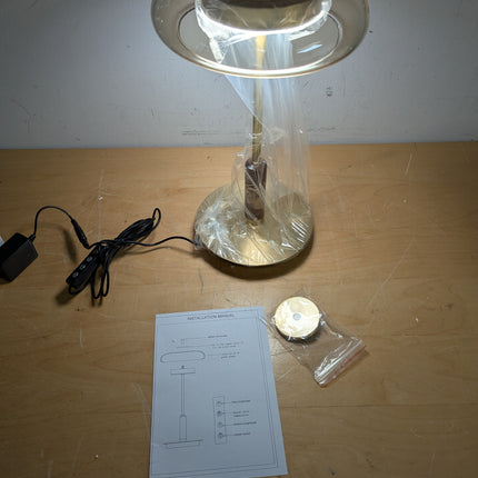 Actual unit: WTHTNROM lamp lit, protective film still on the shade