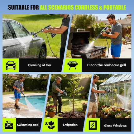 YKYI cordless pressure washer, 21V battery, 1200 PSI max — product image
